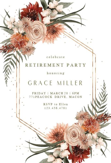 Terracotta Frame Retirement And Farewell Party Invitation Template Greetings Island Wedding