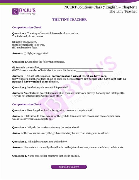 Ncert Solutions For Class English Chapter The Tiny Teacher