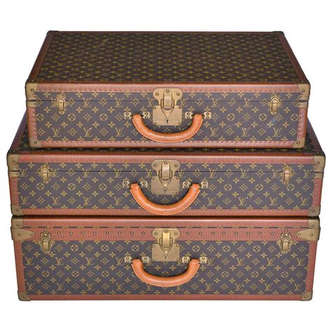 Set Of Three Louis Vuitton Suitcases Alzer 80 Alzer 80 Alzer 70 1970 At 1stdibs