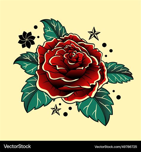 Rose traditional old school tattoo Royalty Free Vector Image