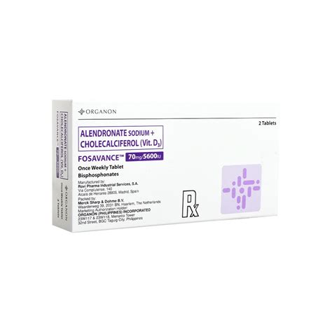 Fosavance Alendronate Sodium 70mg Cholecalciferol 5600iu 2 Tablets