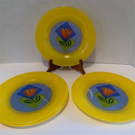 Yellow Glass Plate Etsy