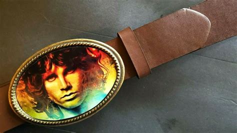 THE DOORS JIM MORRISON Epoxy PHOTO MUSIC BELT BUCKLE Brown Bonded