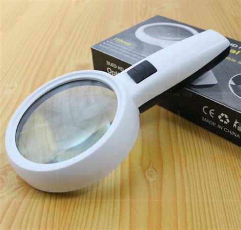 New 3 Led Handheld Reading Magnifying Glass 20x Hd Real Glass Magnifier