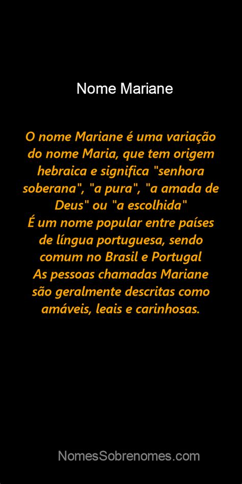 👪 → Qual O Significado Do Nome Nome Mariane