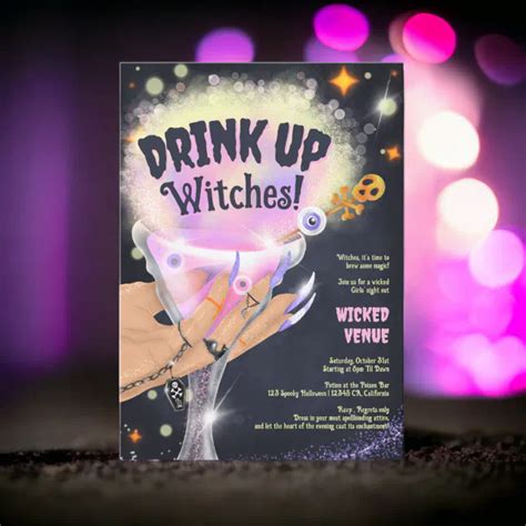 Fun Drink Up Witches Halloween Girls Night Out Invitation Zazzle