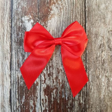 Ribbon Bow Plain Red Satin Paper And String