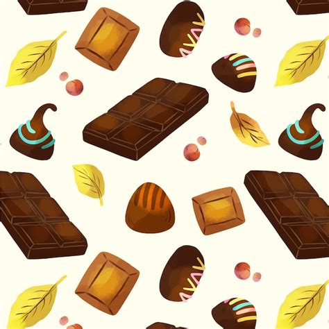 Dise O De Patr N De Chocolate Acuarela Vector Gratis