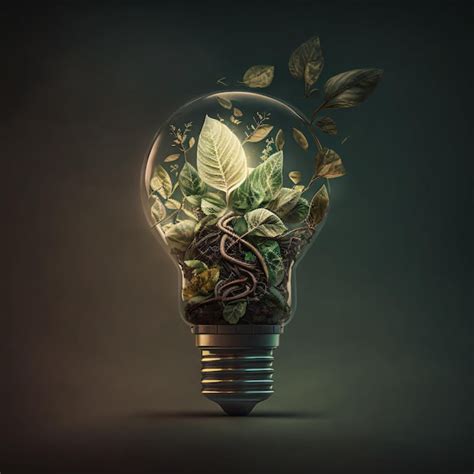 Premium Photo A Light Bulb With Leaves Inside And A Plant Inside It