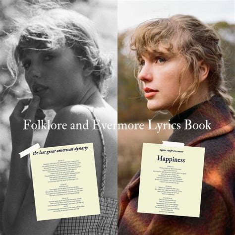 Taylor Swift Folklore & Evermore Lyrics Book - Etsy