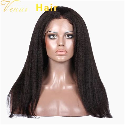 8a Grade Yaki Straight Full Lace Human Hair Wig Kinky Yaki Glueless