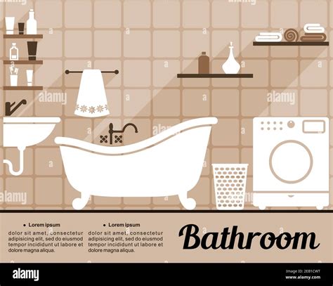 Flat Bathroom Interior Decorating Infographic Template With An Old