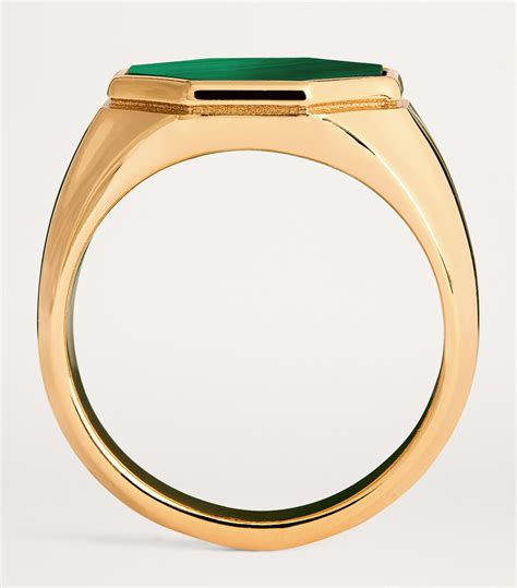 Mens Emanuele Bicocchi Gold Gold Plated Malachite Signet Ring Harrods UK