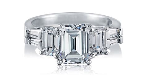 A Gorgeous Sterling Silver Ct Tw Emerald Cut Cubic Zirconia Cz