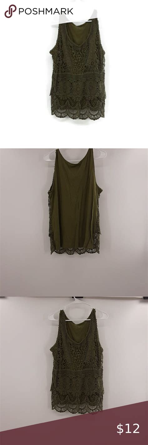 Apt 9 Olive Green Pattern Textured Tank Top Xl Textured Tank Top