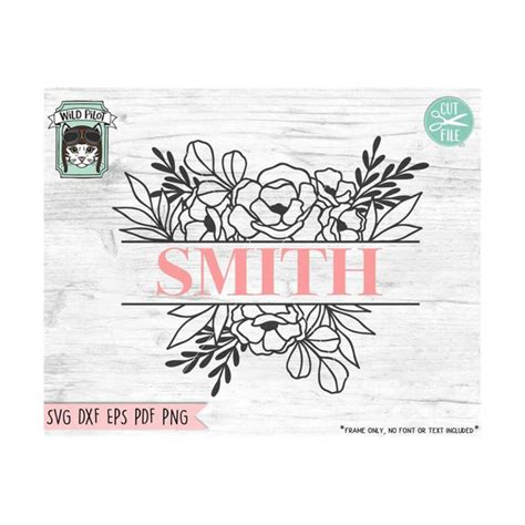 Floral Split Monogram Frame SVG file, Split Monogram svg, Fl - Inspire Uplift