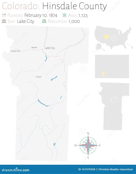 Map of Hinsdale County in Colorado Stock Vector - Illustration of infographic, colorado: 161970358