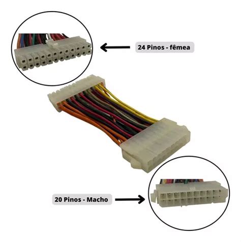 Adaptador Fonte Atx Pinos Macho Para Pinos Femea Cm Cor Branco