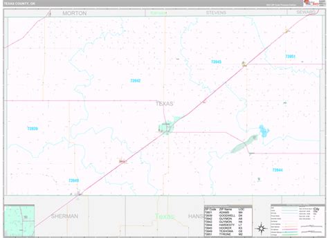 Texas County, OK Wall Map Premium Style by MarketMAPS - MapSales