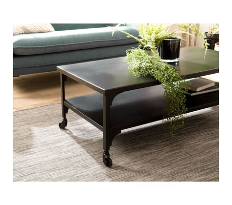 Table Basse Métal Noir Industrielle Double Plateau Table Basse But