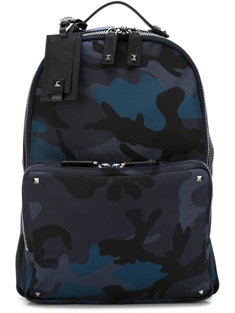 Valentino Camouflage Backpack In Blue For Men Lyst