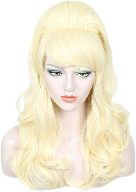 Linfairy Long Wavy Blonde Wig Big Bouffant Beehive Wigs For Women Fits 50s 80s Costume Amazon