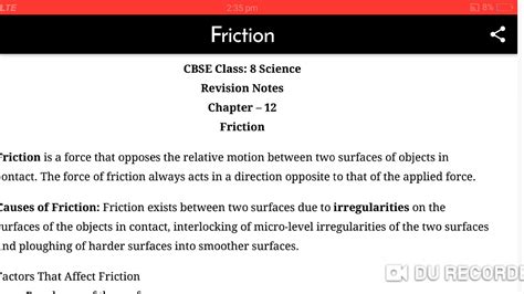 Friction Chapter Notes Class Th Science Youtube