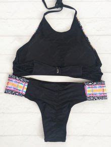 Halter Tribal Bikini Set In BLACK ZAFUL