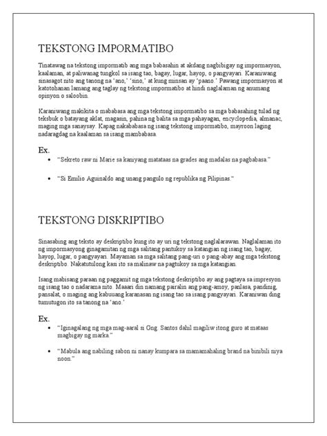 Pagbabasa At Pagsusuri Ng Ibat Ibang Teksto At Pananaliksik Docx Pdf