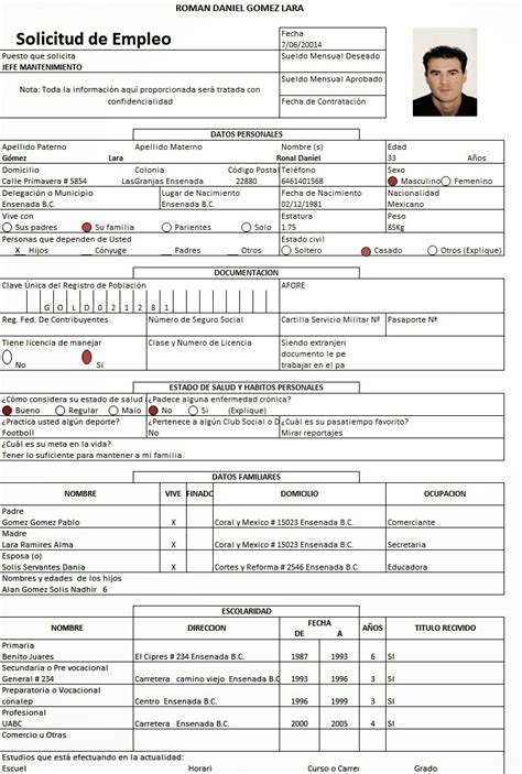 Ejemplos De Solicitud De Empleo