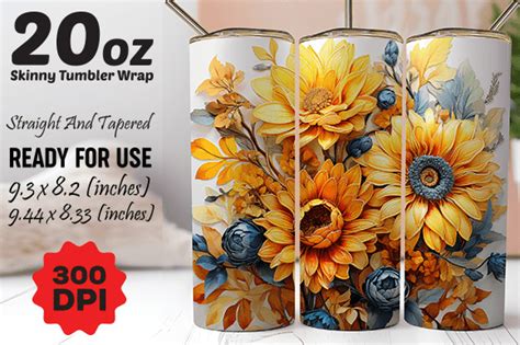 D Floral Sublimation Tumbler Wrap Png Graphic By Moonartsco Creative