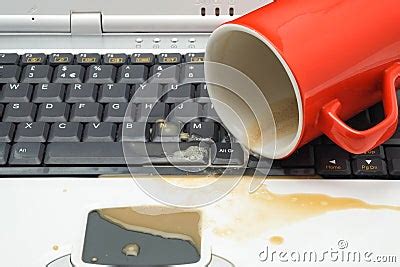 Coffee Spill On A Laptop Computer Keyboard Stock Image - Image: 24853871