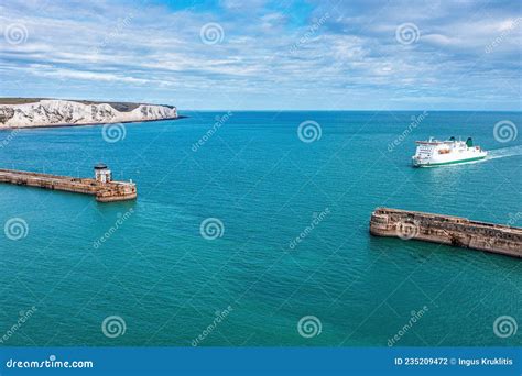 Aerial View Of The Dover Harbor With Many Ferries Editorial Photography