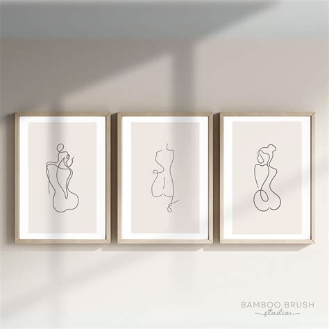 Minimalist Naked Women Line Art Neutral Modern Home Decor Female Body Outline Poster Nude