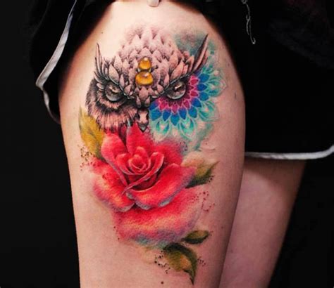 Owl And Rose Tattoo By Versus Ink Post