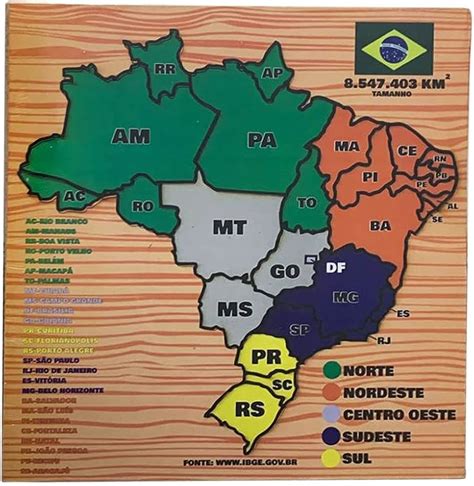 Mapa Do Brasil Por Estados E Regiões Em Branco E Colorido