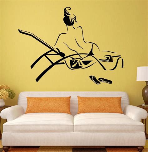 Wall Decal Naked Woman Beach Vacations Relax Vinyl Decal In Wall