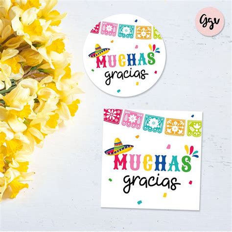 Muchas Gracias Mexican Fiesta Favor Tags Fiesta Thank You Tags