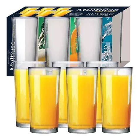 Kit 6 Copos Multiuso De Vidro Long Drink Suco Agua 255ml MercadoLivre