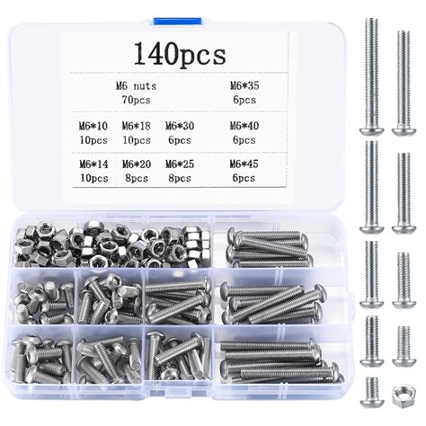 XxinXrong140 Pz Viti Bulloni E Dadi Kit M6 Viti A Esagono Incassato