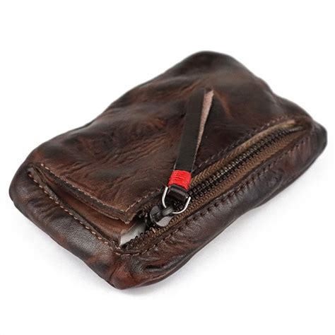 Vintage Mens Genuine Leather Mini Coin Purse Card Case Holder Wallet