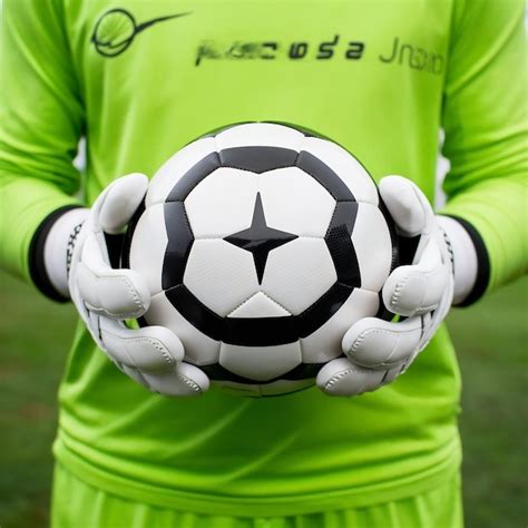 close  goalkeeper holding soccer ball premium ai generated image