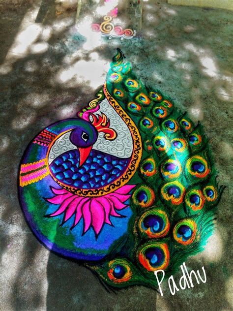 Peacock rangoli – Artofit