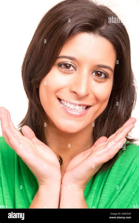 Young Beautiful Woman Portrait Isolated Over White Background Stock