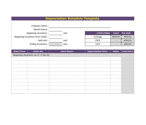 Depreciation Schedule Templates Free Word Excel Templates