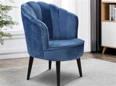 Fauteuil Coquillage En Velours Bleu Canard DONACE Leroy Merlin