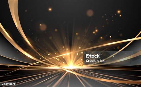 Abstract Golden Light Rays Effect With Lines Stock Illustration