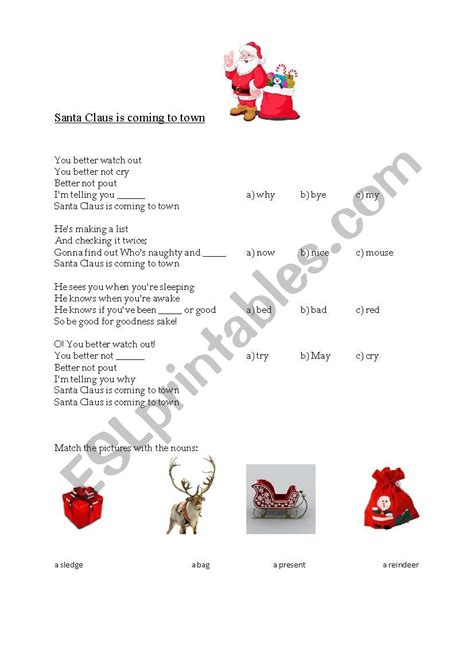 Santa Claus ESL Worksheet By Goga118