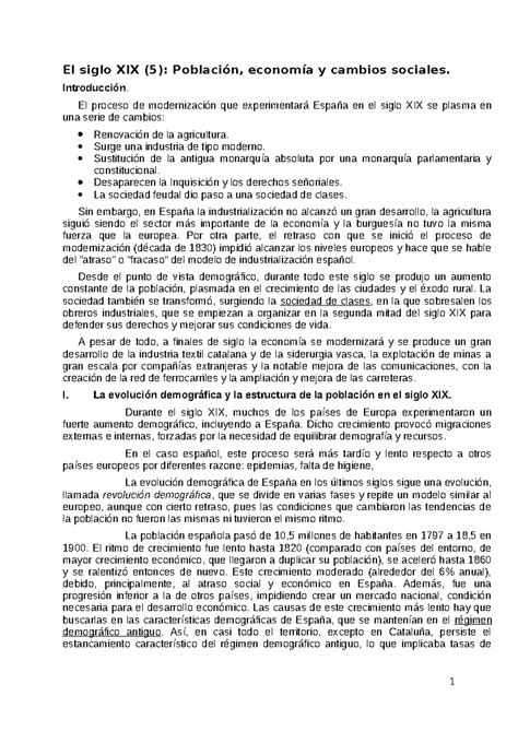 El siglo XIX resumen de historia El siglo XIX 5 Población