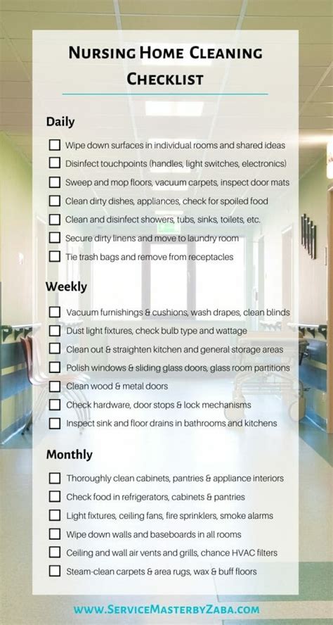 Nursing Home Cleaning Checklist Daily Weekly And Monthly Guidelines